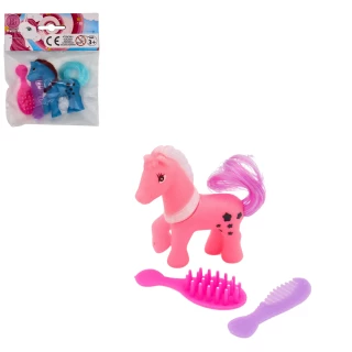 PONEY A COIFFER 6CM + ACCESSOIRES 2 COULEURS ASSORTIES