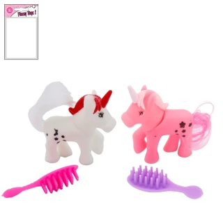 EINHORN 6CM MIT ZUBEHOER 2 FARBEN SORT.