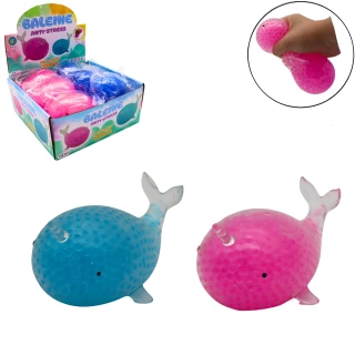 BALEINE ANTISTRESS BILLES 14CM 2 COULEURS ASSORTIES