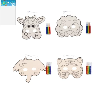 LUSTIGE ZOO MASKE ZUM AUSMALEN 18X21CM MIT FILZE