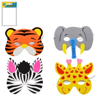 LUSTIGE ZOO MASKE 17X17CM 4 SORTIMENT