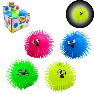 PUFFER VISAGE 14CM AVEC PILES 4 COULEURS ASSORTIES