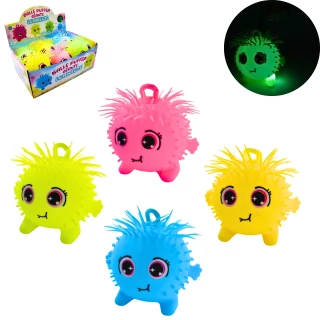 PUFFER BONHOMME LUMINEUX 16CM AVEC PILES 4 COULEURS ASSORTIES