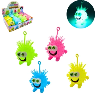 PUFFER GROS YEUX 11CM AVEC PILES 4 COULEURS ASSORTIES