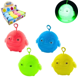 PUFFER MONSTRE 11CM AVEC PILES 4 COULEURS ASSORTIES