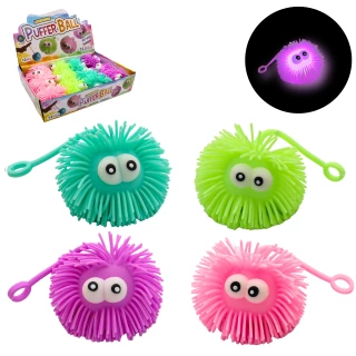 PUFFER GROS YEUX 10CM AVEC PILES 4 COULEURS ASSORTIES
