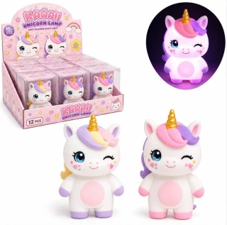 KAWAII LAMP UNICORN 8CM WITH BATTERIES 2 COLORS