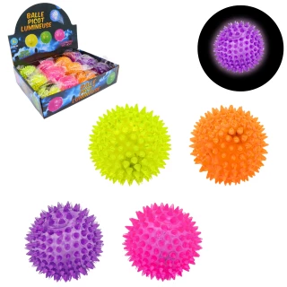 LEUCHTENDE BALL 7.5CM MIT BATTERIEN 4 FARBEN SORT.