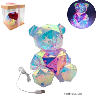 LUCE NOTTURNA A FORMA DI ORSO DI CRITALLO 30X24CM CON USB E 150 LED 