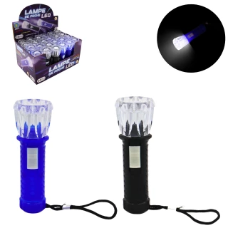 LAMPE DE POCHE 10.5CM AVEC PILES 2 COULEURS ASSORTIES