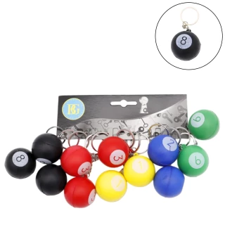 PORTE-CLES BOULE DE BILLARD 4CM 5 COULEURS ASSORTIES