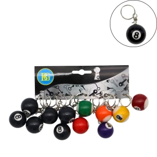 PORTE-CLES BOULE DE BILLARD 3.2CM 12 MODELES ASSORTIS