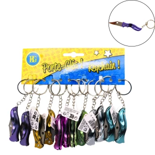 PORTE-CLES COUTEAU DE POCHE 6/11CM 6 COULEURS ASSORTIES