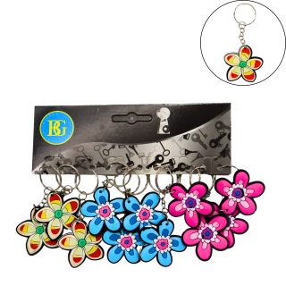 PORTE-CLES FLEUR 3 COULEURS ASSORTIES 2 MODELES ASSORTIS