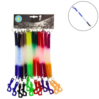 KEY CHAIN KARABINER SPRING 34CM 6 ASSORTED COLORS