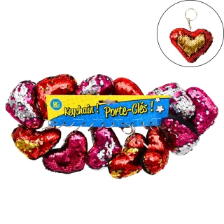 PORTE-CLES COEUR SEQUIN 10CM