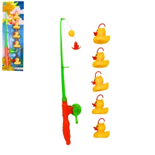 CANNA DA PESCA 40CM + 5 ANATRE 2 COLORI ASSORTITI