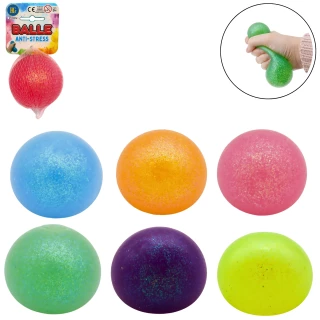 BALL ANTISTRESS GLITTER 7CM 6 ASSORTED COLORS