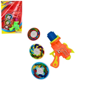 KREISEL 11CM MIT ABSCHIESSPISTOLE 4 FARBEN SORT.