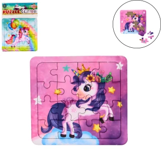 PUZZLE 16TEILE 12,5X12CM EINHORN 6SORT