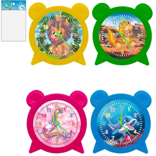 REVEIL APPRENDRE L'HEURE 10CM 4 COULEURS ASSORTIES