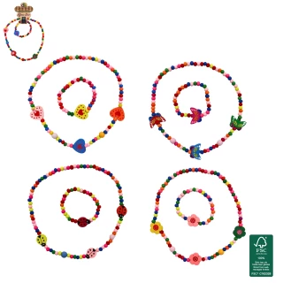 SET DI GIOIELLI CON COLLANA E BRACCIALE IN LEGNO 20CM