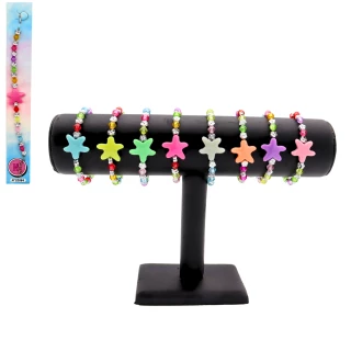 BRACCIALE A STELLA CON PERLINE 17CM 8 COLORI ASSORTITI