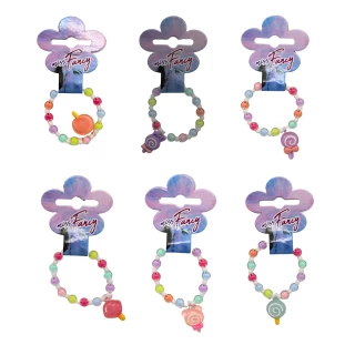BRACELET LOLLIPOP WITH BEADS 6 ASSORTED COLORS