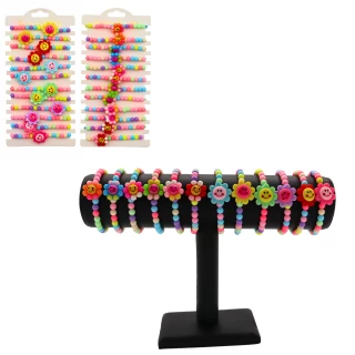 BRACCIALE A FIORI CON PERLINE 16CM 2 MODELLI ASSORTITI