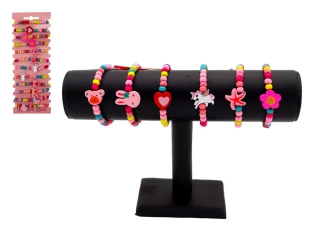 SCHMUCK ARMBAND HOLZPERLEN 16CM 6 SORTIMENT