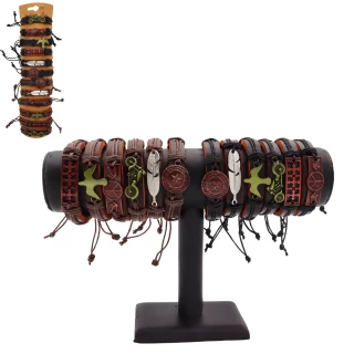 SCHMUCK ARMBAND LEDER UND METALL 17CM 6 SORTIMENT