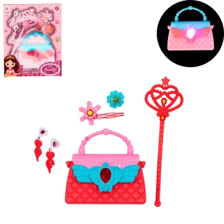 LEUCHTENDE HANDTASCHE 13X12CM MIT ZUBEHOER 3 FARBEN SORT.