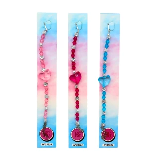 BRACCIALE CUORE CON PERLE 18CM 3 COLORI ASSORTITI
