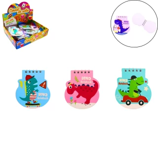 CARNET DINOSAURE 8.5X9.5CM 4 MODELES ASSORTIS