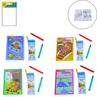 MALBUCH 16 SEITEN 9X13.5CM MIT 4 FARBSTIFTE