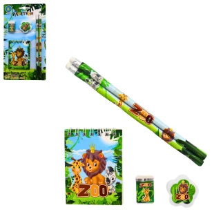 SCHREIBSET ZOO 19CM 4 TEILE