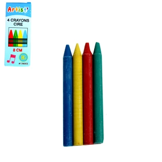 CRAYONS CIRE 8CM 4 COULEURS
