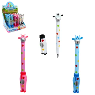 STYLO BILLE GIRAFE 16CM 3 COULEURS ASSORTIES