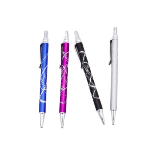 STYLO BILLE GUILLOCHE 13.5CM 4 COULEURS ASSORTIES