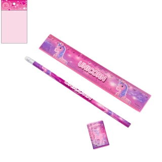 SCHREIBSET EINHORN 19CM 4 TEILE