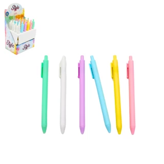 STYLO BILLE PASTEL 14.5CM 6 COULEURS ASSORTIES