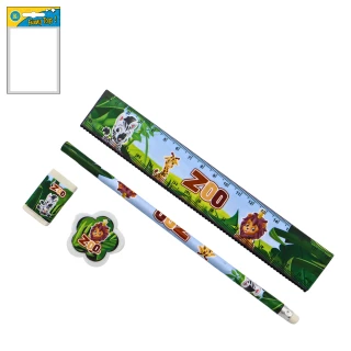 SET DI CANCELLERIA ZOO 19CM 4 PEZZI 