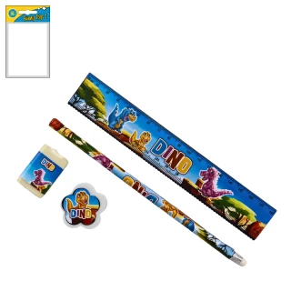 SET DI CANCELLERIA DINOSAURO 19CM 4 PEZZI