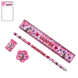 SCHREIBSET EINHORN 19CM 4 TEILE