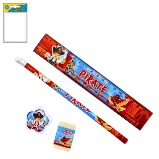 SET DI CANCELLERIA PIRATA 19CM 4 PEZZI 