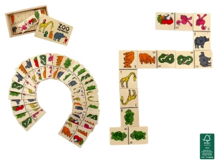 JEU DE DOMINOS ANIMAUX EN BOIS 15.5X9X4CM