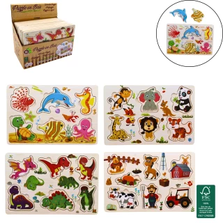 PUZZLE 6/7 PEZZI IN LEGNO 15X22.5CM 4 MODELLLI ASSORTITI