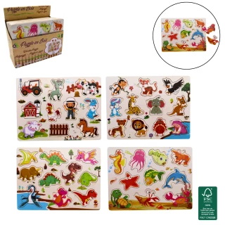 HOLZPUZZLE 22.5X30CM 11TEILE 4 SORTIMENT