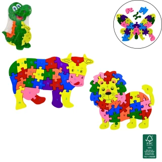 HOLZPUZZLE ANIMAL/ALPHABET 25X20CM 4 SORTIMENT