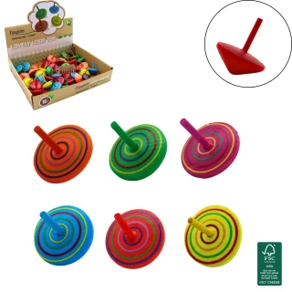 TOUPIE SPIRALE EN BOIS 4CM 6 COULEURS ASSORTIES